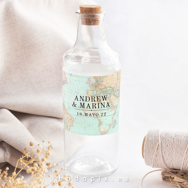 etiqueta botella personalizada boda travel