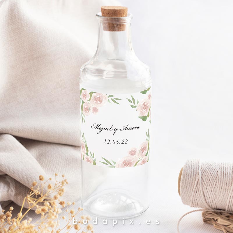 etiqueta botella boda personalizada pink palace
