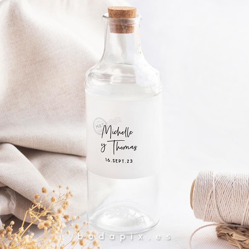 etiqueta botella boda sequency