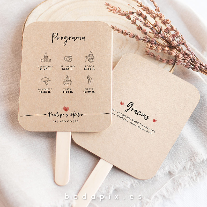 pai pai abanico boda heart