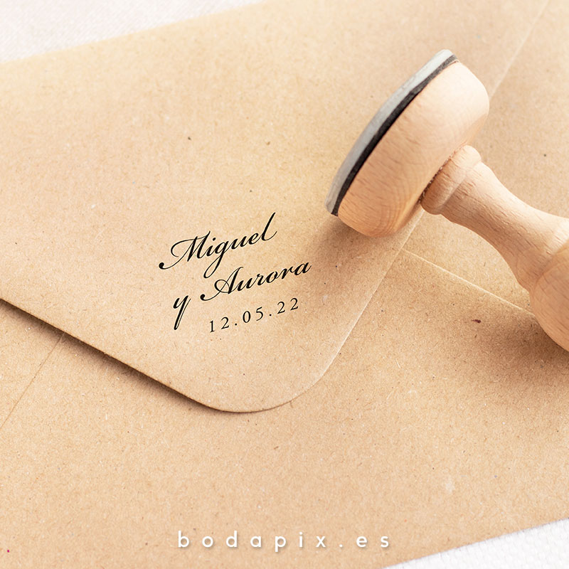 sello madera boda personalizado pink palace