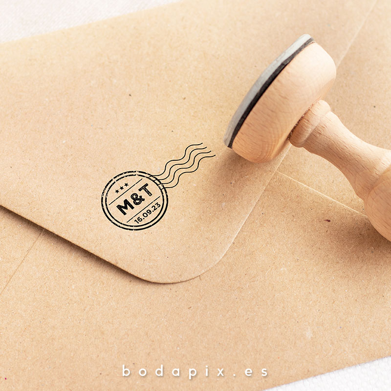 sello madera boda sequency