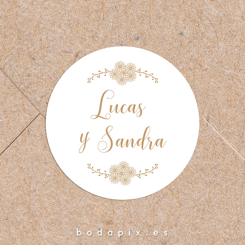 adhesivo pegatina personalizada boda daisy