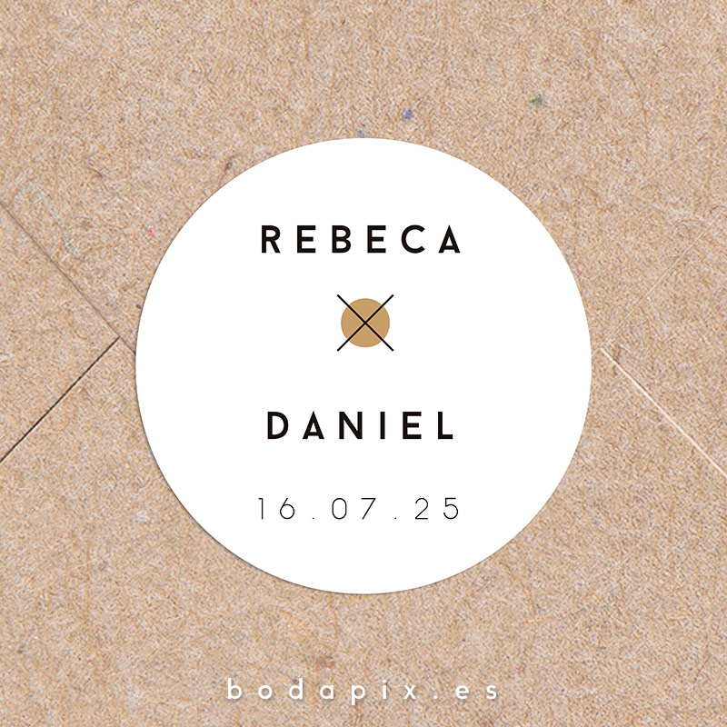 adhesivo pegatina personalizada boda minimal