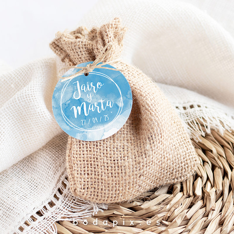 etiqueta detalle personalizada boda aquazul