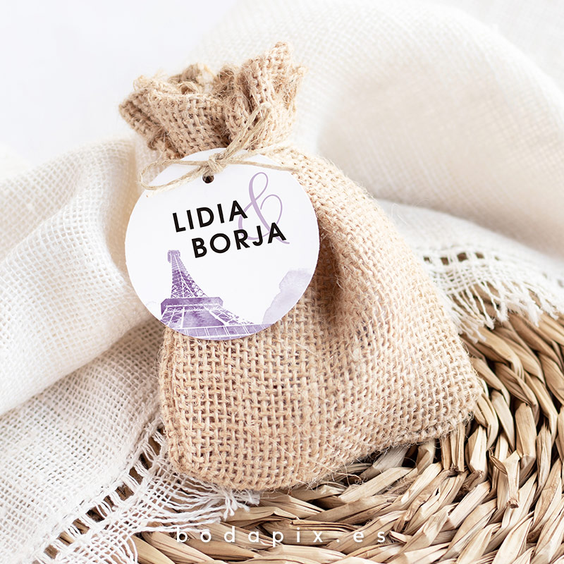 etiqueta detalle personalizada boda paris