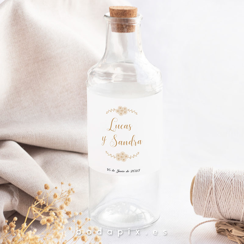 etiqueta botella personalizada boda daisy