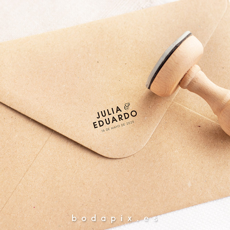 sello madera personalizado boda bold