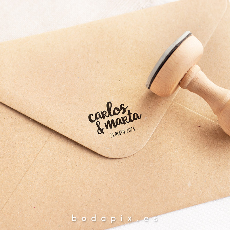 sello madera personalizado boda bubble