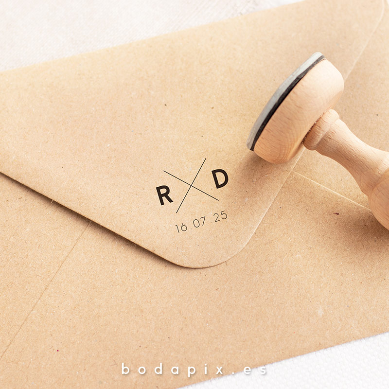 sello madera personalizado boda minimal