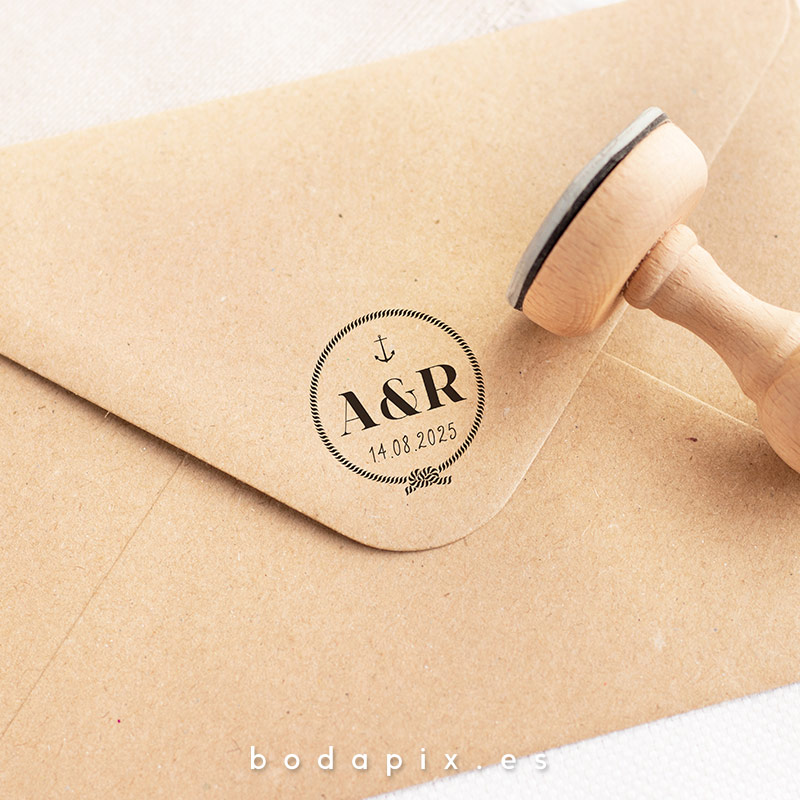 sello madera personalizado boda proa