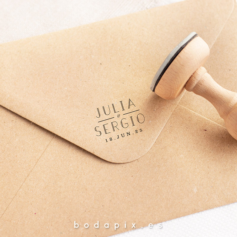 sello madera personalizado boda vinilo