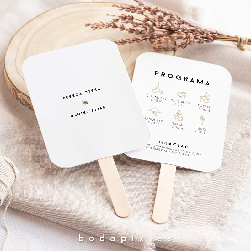 pai pai abanico personalizado boda minimal