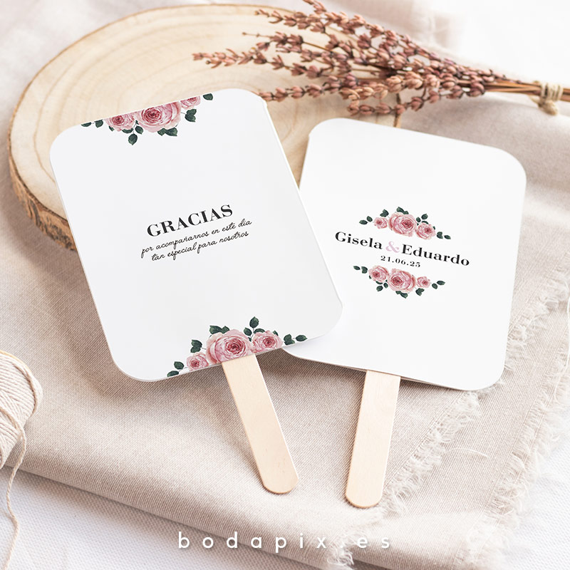 pai pai abanico personalizado boda rose