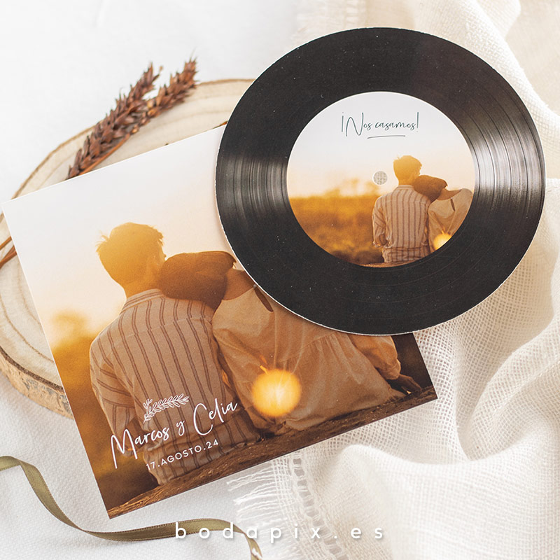 invitaciones de boda disco