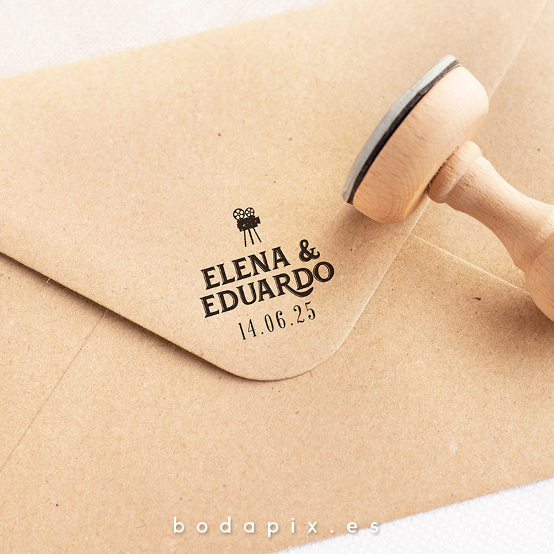 sello madera boda cinema love