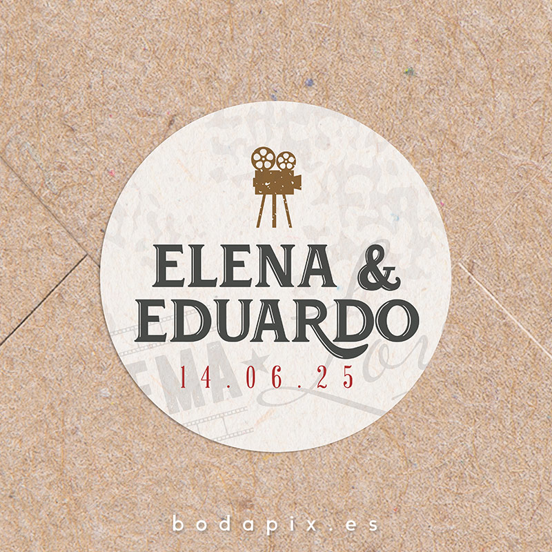 adhesivo pegatinas boda cinema love