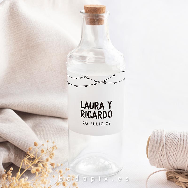 etiqueta botella boda boho