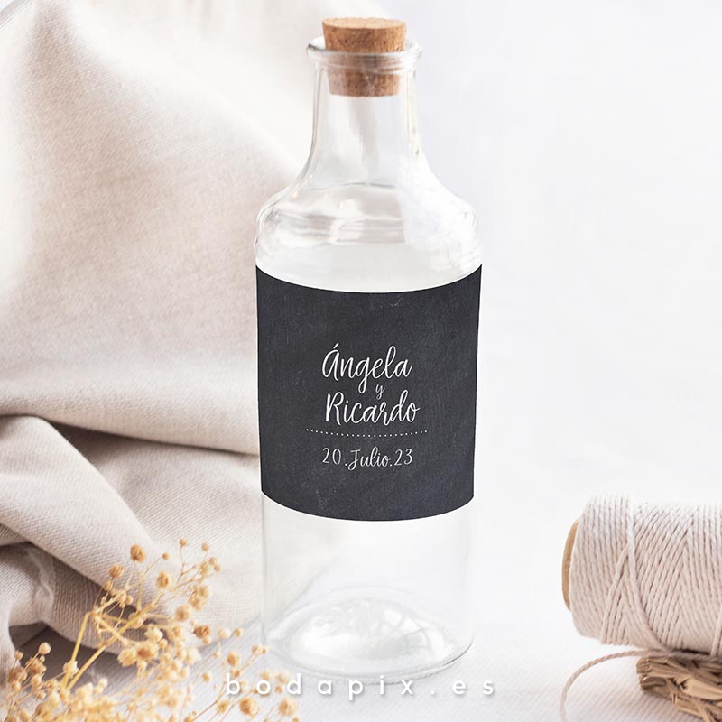 etiqueta botella boda chalk