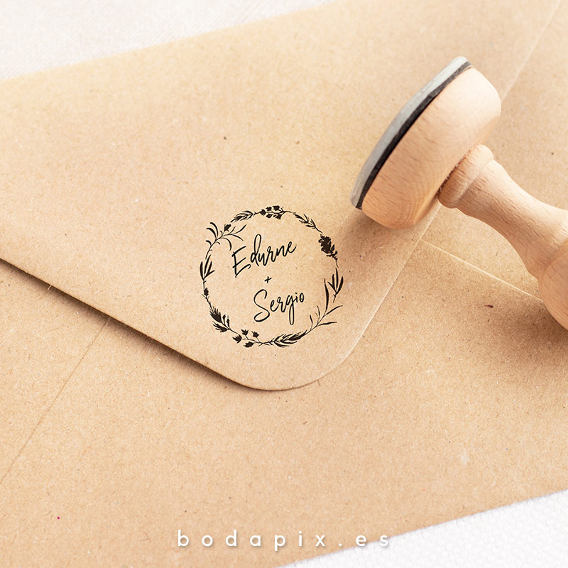 sello madera boda forest