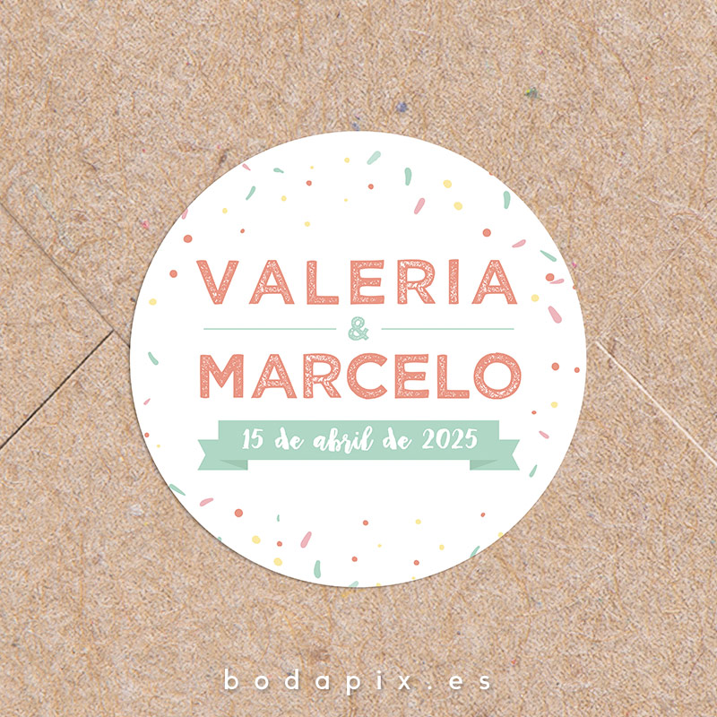 adhesivo pegatinas boda joy