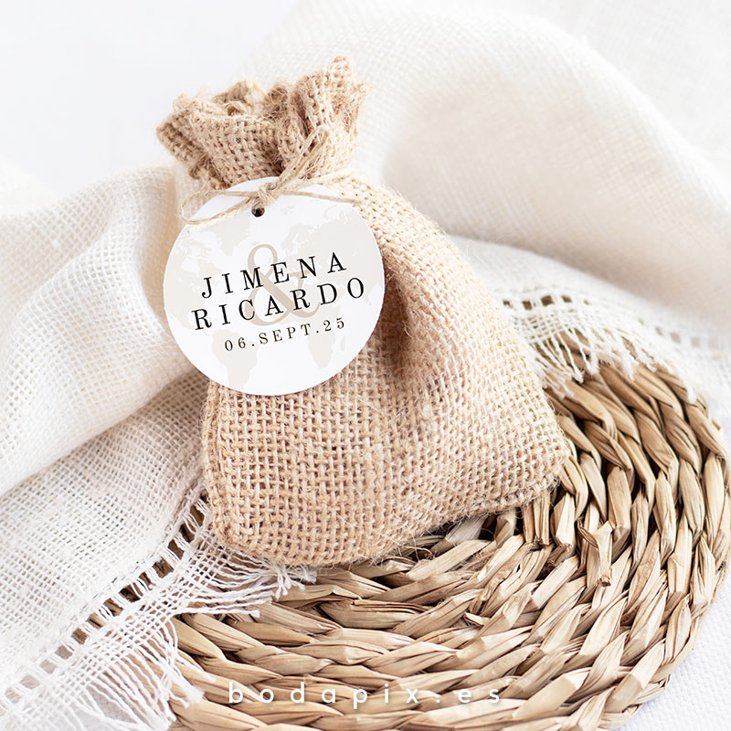 etiquetas detalles boda mapamundi