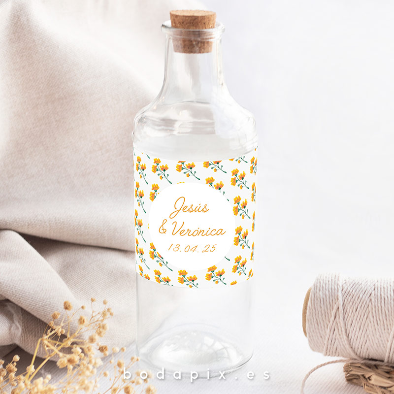 etiqueta botella boda maya