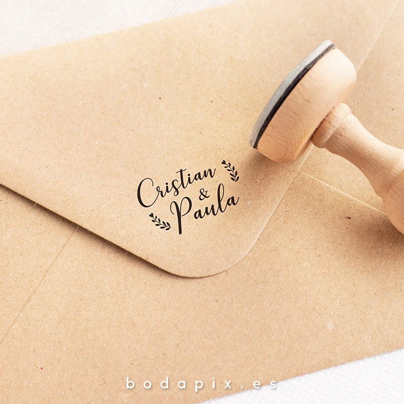 sello madera boda ornamentals kraft