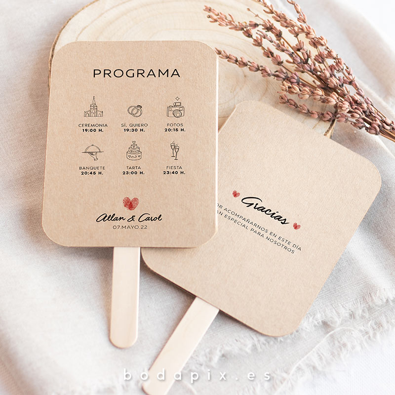 pai pai abanico boda huellas