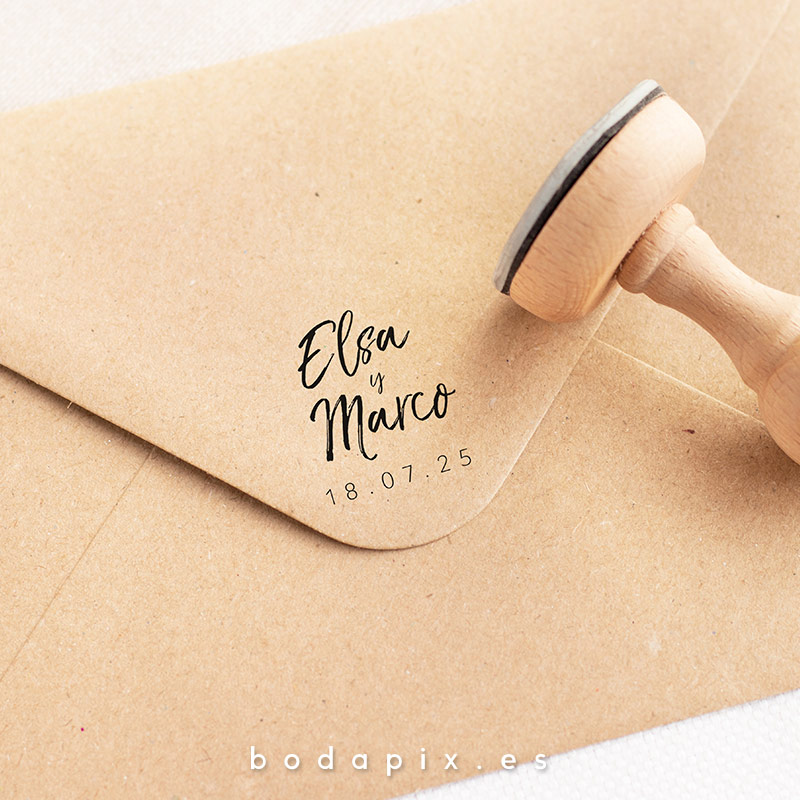 sello madera boda palm