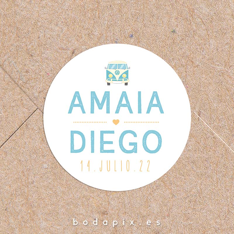adhesivo pegatinas boda camper