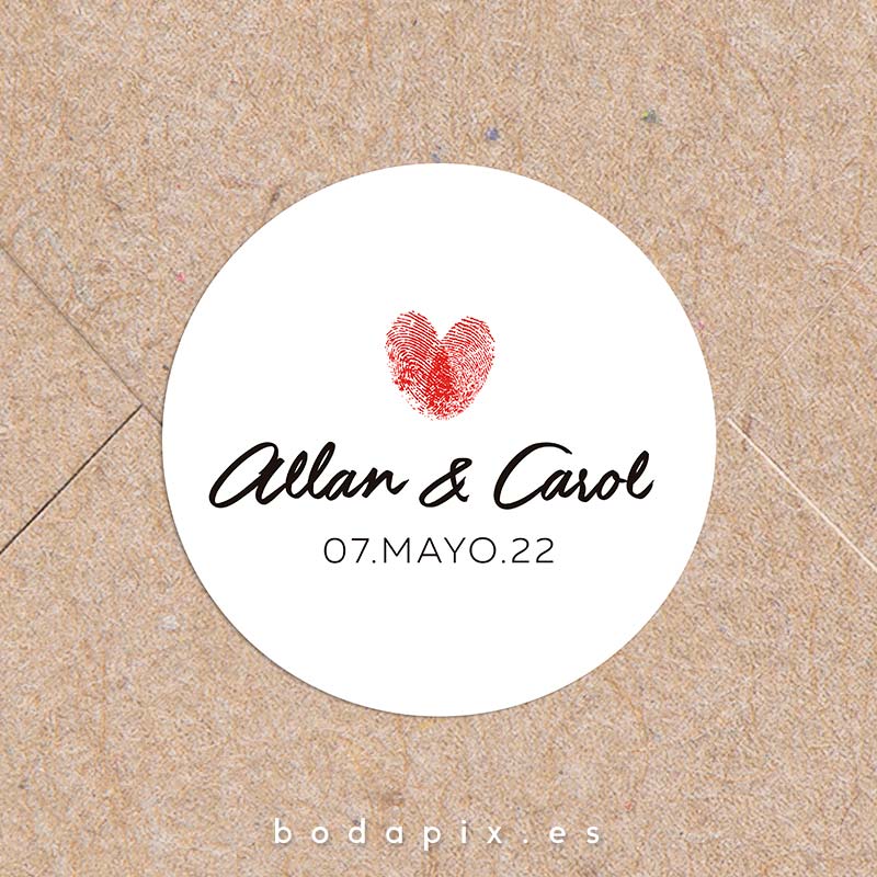 adhesivo pegatinas boda huellas
