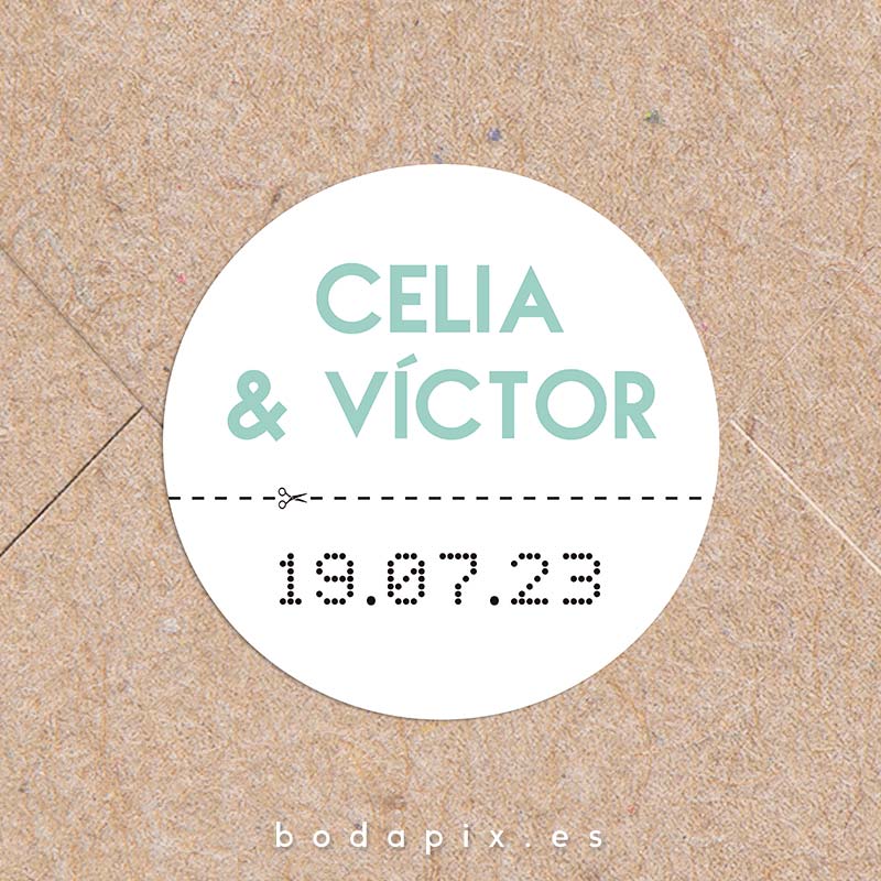 adhesivo pegatinas boda ticket