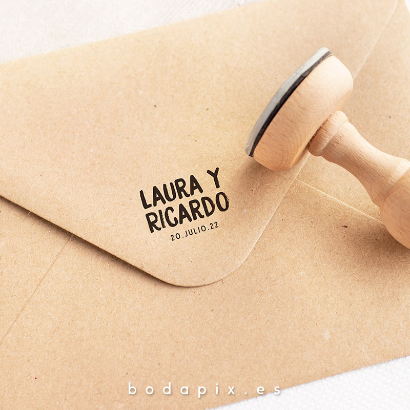 sello madera boda boho