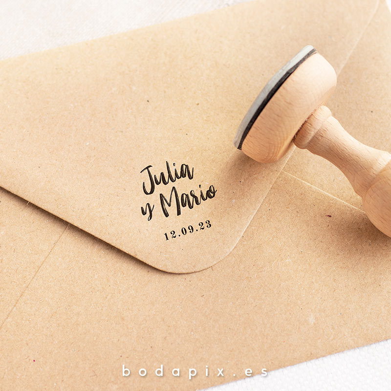 sello madera boda stamp
