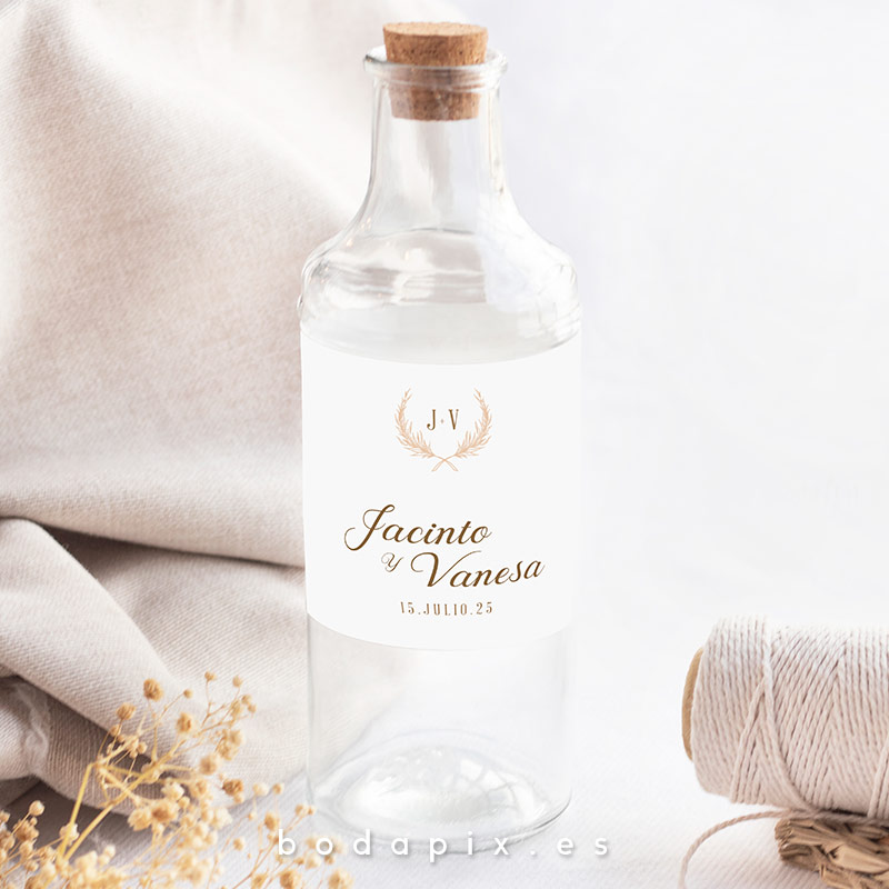 etiqueta botella boda espigas