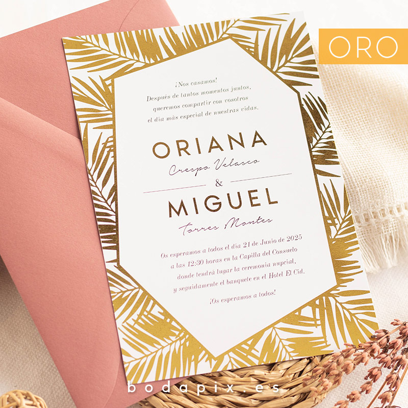 invitaciones de boda doradas