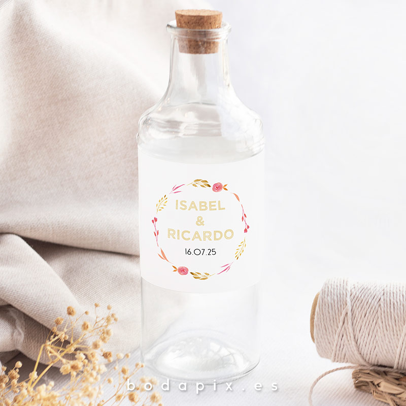 etiqueta botella boda personalizada dalia