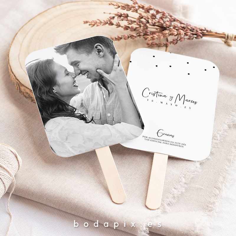 pai pai abanico personalizado boda puzzle dots