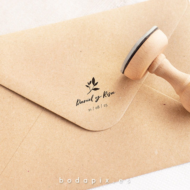sello madera boda personalizado grass