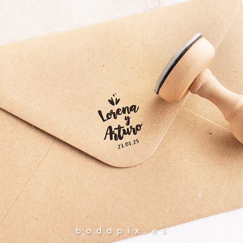 sello madera boda personalizado smile