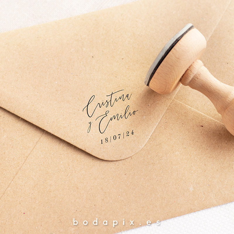 sello madera personalizado boda abril