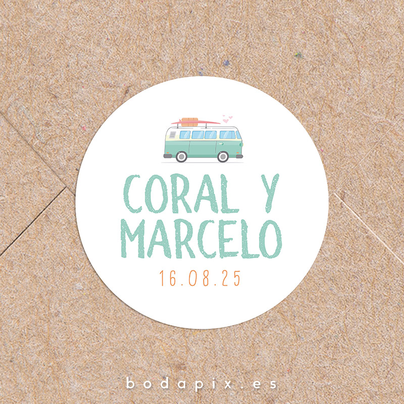 adhesivo pegatinas boda personalizado caravana