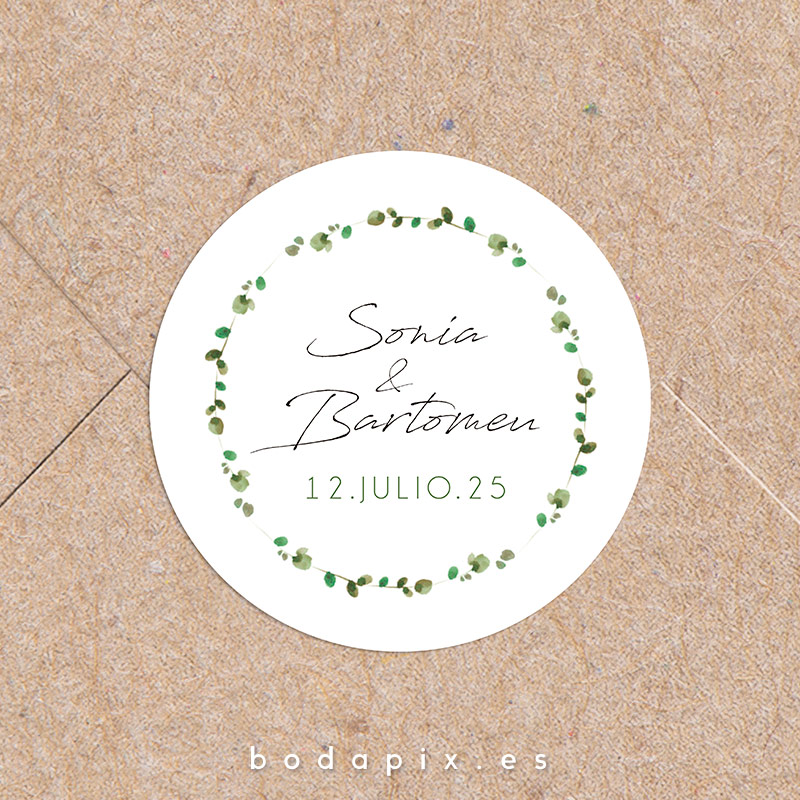 adhesivo pegatinas boda personalizado nature