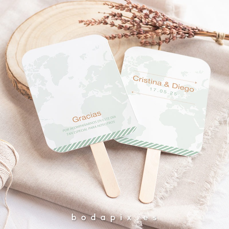 pai pai abanico personalizado boda boarding pass