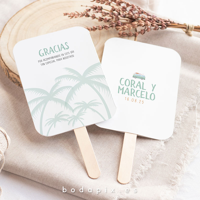pai pai abanico personalizado boda caravana