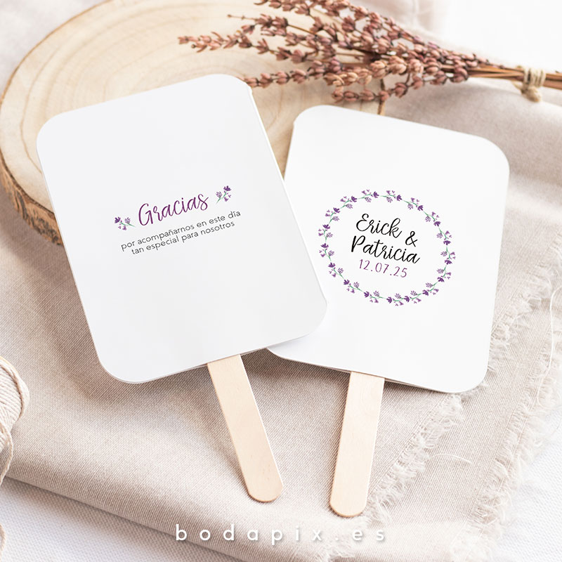 pai pai abanico personalizado boda malva