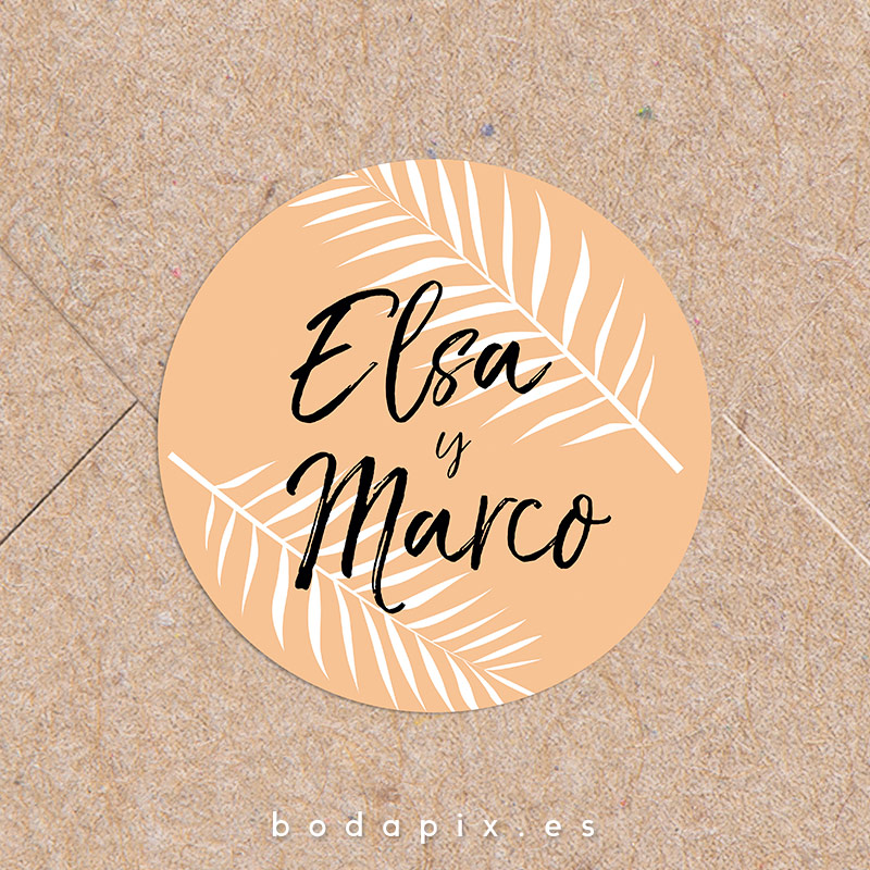 adhesivo pegatina personalizada boda palm