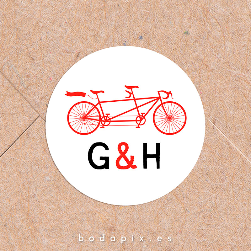 adhesivo pegatina personalizada boda tandem