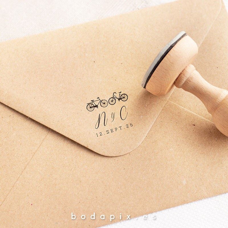 Sello para bodas personalizado Bicicleta